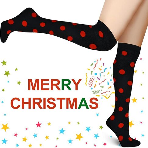 4 Pairs Halloween Knee Long High Socks Polka Dot Knee Stocking for Halloween Accessories Holiday Outfits(Classic Colors) in Saudi Arabia