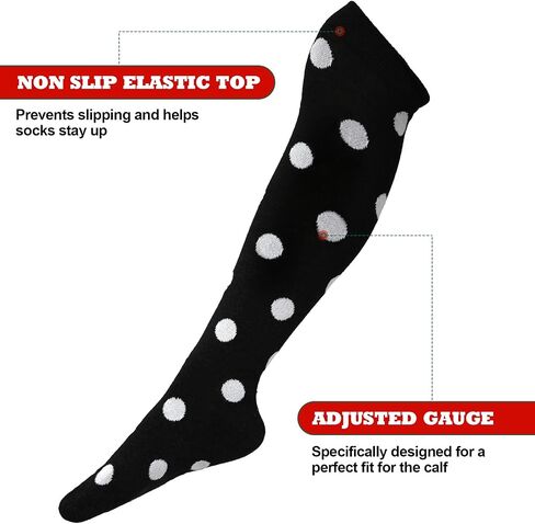 4 Pairs Halloween Knee Long High Socks Polka Dot Knee Stocking for Halloween Accessories Holiday Outfits(Classic Colors) in Saudi Arabia