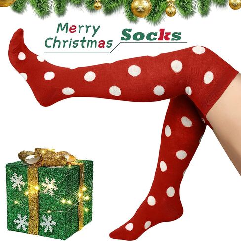 4 Pairs Halloween Knee Long High Socks Polka Dot Knee Stocking for Halloween Accessories Holiday Outfits(Classic Colors) in Saudi Arabia