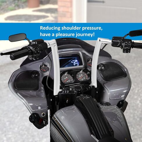 Wsays 12 بوصة ارتفاع المقود 1.5 بوصة قطر Fat Ape Hanger سلكي بار متوافق مع Harley Touring Road Glide FLTR/I FLTRX FLTRXS 2015-2023، أسود لامع in Saudi Arabia