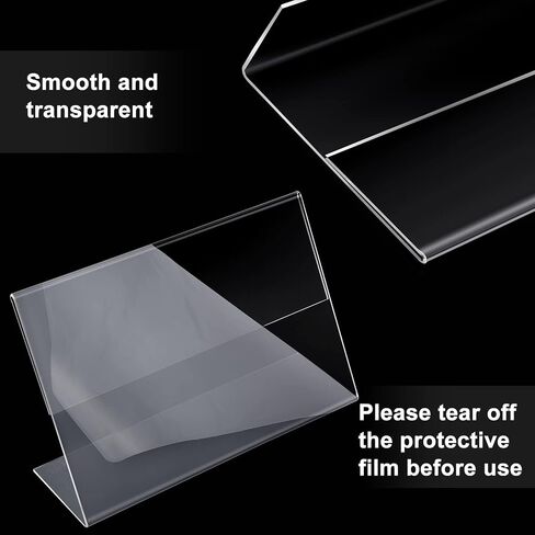 Soaoo 50 Pcs Acrylic Picture Frames Bulk 4 x 6 Inch Plastic Sign Holder Clear Photo Frame Horizontal L Shape Acrylic Slanted Back Plastic Picture Display Stand Flyer Holder for Office Home Desktop in Saudi Arabia