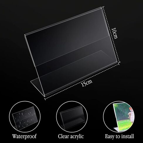 Soaoo 50 Pcs Acrylic Picture Frames Bulk 4 x 6 Inch Plastic Sign Holder Clear Photo Frame Horizontal L Shape Acrylic Slanted Back Plastic Picture Display Stand Flyer Holder for Office Home Desktop in Saudi Arabia