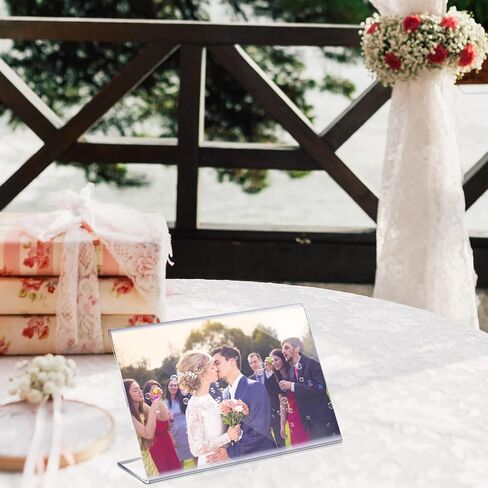 Soaoo 50 Pcs Acrylic Picture Frames Bulk 4 x 6 Inch Plastic Sign Holder Clear Photo Frame Horizontal L Shape Acrylic Slanted Back Plastic Picture Display Stand Flyer Holder for Office Home Desktop in Saudi Arabia