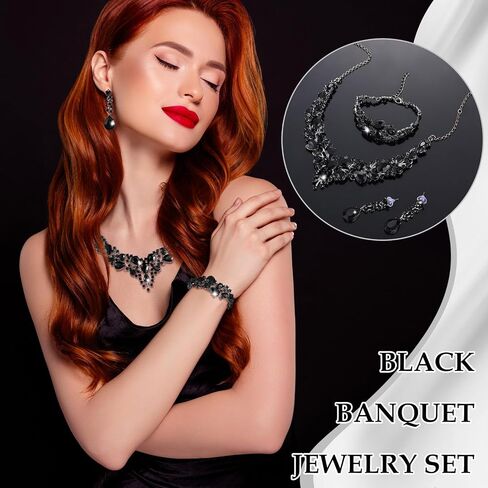 4 Pcs Flower Clutch Purse Black Rhinestone Jewelry Set for Women Satin Flower Evening Bag Crystal Necklace Earrings Bracelet Classy Rose Wristlet Purse for Brides Wedding Formal Prom Party in Saudi Arabia