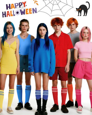 6 Pair Inside Group Costumes Characters Costumes Group Halloween Inside Emotional Socks Movie Character Funny Socks in Saudi Arabia