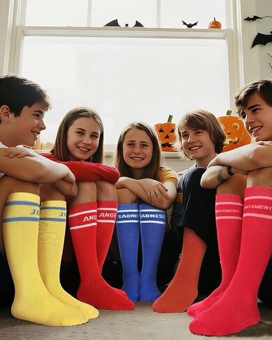 6 Pair Inside Group Costumes Characters Costumes Group Halloween Inside Emotional Socks Movie Character Funny Socks in Saudi Arabia