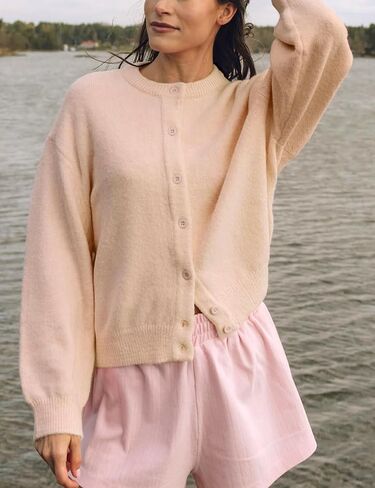Wyeysyt Women Cardigan Sweater Button Down Long Sleeve Crewneck Soft Knit Sweater Fall Open Front Loose Casual Cardigan in Saudi Arabia