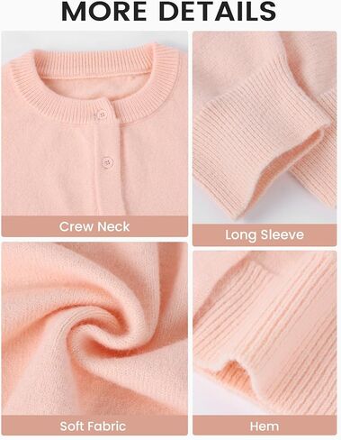 Wyeysyt Women Cardigan Sweater Button Down Long Sleeve Crewneck Soft Knit Sweater Fall Open Front Loose Casual Cardigan in Saudi Arabia