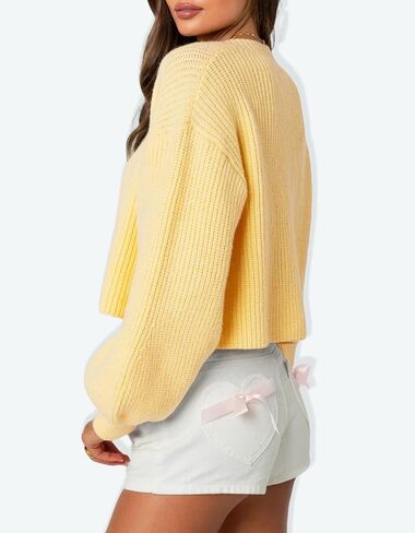 سترة صوفية قصيرة متماسكة للخريف للنساء مريحة بياقة على شكل V وزر مفتوح من الأمام وسترة قصيرة كبيرة الحجم in Kuwait