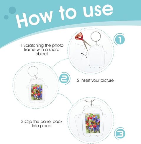 8 Pcs Picture Keychain, Photo Keychain Bulk with Split Ring Double Sided, Cute Bear Shape 2.3 x 1.9 Inch DIY Personalized Gift for Graduation & Events in Saudi Arabia
