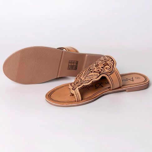 American Darling Hand Tooled, Carved Genuine Leather Sandal Footwear Flip Flop | Tooled in Saudi Arabia