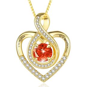 Heart Necklaces for Women Gold Plated Dainty Birthstone Pendant Infinity Necklace 14 K Gold Everyday Necklaces Jewelry Anniversary Birthday Gifts for Wife Mom in Saudi Arabia