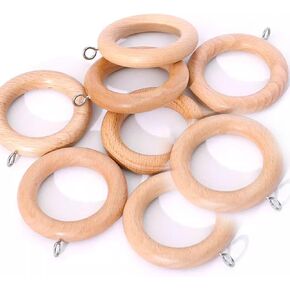 8pcs Curtain Rings Hooks Curtains Round Rings for Curtains Multipurpose Curtains Wooden Curtain Rod Rings Curtain Accessories(Walnut) in Saudi Arabia