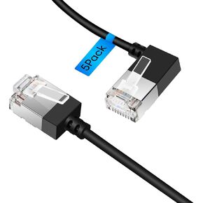 10ft Ultra Thin 90°Rightward Angle Cat6 Ethernet Cable (2-Pack).Cat 6a LAN Cords Compatible with Computers and Networks(Black) in Saudi Arabia