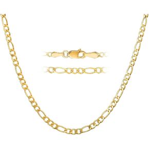 قلادة سلسلة فيجارو من الذهب الأصفر الخالص عيار 14 قيراط للرجال والنساء قطع ألماس مع مشبك مخلب جراد البحر 2 مم (1.6 جم إلى 2.00 جم)، 2.75 مم (2.1 جم إلى 2.8 جم) و4 مم (6 جم إلى 7 جم) ذهب إيطالي حقيقي عيار 14 قيراط in Kuwait