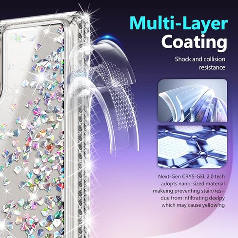 حافظة NGB Supremacy مصممة لهاتف Samsung Galaxy S24 Ultra مغناطيسية لـ MagSafe، واقي شاشة من الزجاج المقسى / واقي عدسة الكاميرا / حبل حزام المعصم، حافظة لطيفة سائلة لامعة (ألماس) in Kuwait