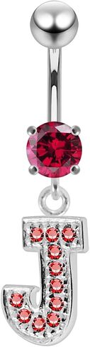Stylish J Alphabet Dangling 925 Sterling Silver with Stainless Steel Belly Ring - Belly Button jewelry - Navel jewelry in Saudi Arabia