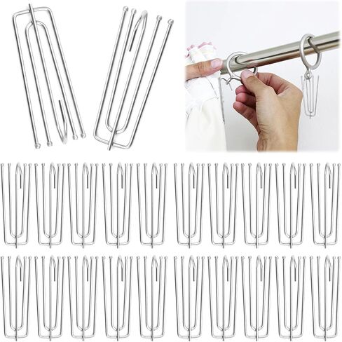 Pack of 40 curtain hooks, stainless steel curtain hooks, 4 prong curtain hooks, metal curtain, curtain hooks, stainless steel curtain hooks for curtains and curtain rings in Saudi Arabia