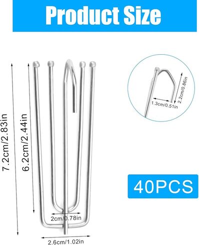 Pack of 40 curtain hooks, stainless steel curtain hooks, 4 prong curtain hooks, metal curtain, curtain hooks, stainless steel curtain hooks for curtains and curtain rings in Saudi Arabia