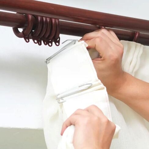 Pack of 40 curtain hooks, stainless steel curtain hooks, 4 prong curtain hooks, metal curtain, curtain hooks, stainless steel curtain hooks for curtains and curtain rings in Saudi Arabia