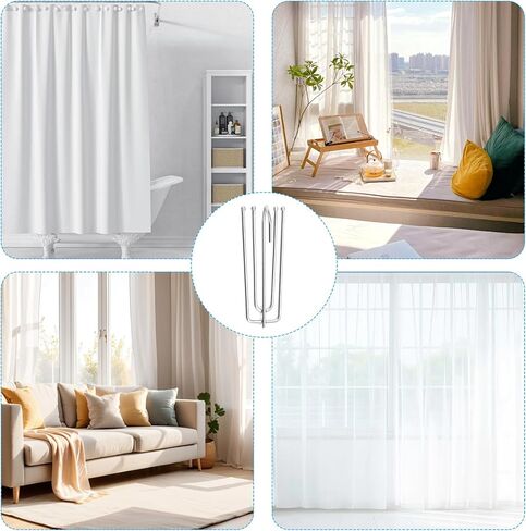 Pack of 40 curtain hooks, stainless steel curtain hooks, 4 prong curtain hooks, metal curtain, curtain hooks, stainless steel curtain hooks for curtains and curtain rings in Saudi Arabia