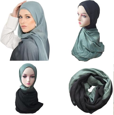Premium Viscose Hijab Head Scarf Shawl Wrap for Muslim Women Lightweight Gradient Color Hair Wraps Hijabs Scarves in Kuwait