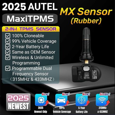 مجموعة أجهزة استشعار Autel TPMS مكونة من 4 قطع، مستشعر ضغط الإطارات الجذعية المطاطية، مستشعر MX 315 ميجا هرتز و433 ميجا هرتز، استبدال مستشعر الإطارات القابل للبرمجة، يعمل مع TS408S TS501 TS508WF TS601 TS608 TS900 ITS600 PRO MK808TS in Saudi Arabia