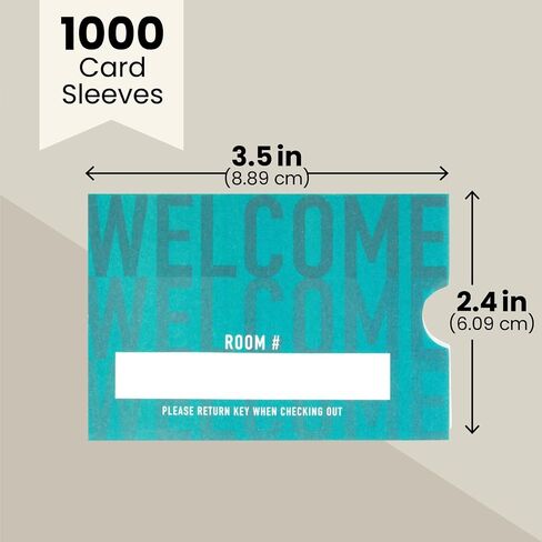 Stockroom Plus 500 Pack Hotel Key Card Envelopes, Key Sleeve for Residents, Room Card Envelope for Motel, Business, Bulk Printed Card Sleeves, Welcome Guests (Teal, 2.4x3.5 In) in Saudi Arabia