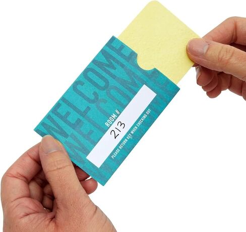 Stockroom Plus 500 Pack Hotel Key Card Envelopes, Key Sleeve for Residents, Room Card Envelope for Motel, Business, Bulk Printed Card Sleeves, Welcome Guests (Teal, 2.4x3.5 In) in Saudi Arabia