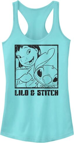 تي شيرت نسائي من Disney Lilo and Stitch ذو مقاس نحيف، بحاشية واسعة من الخلف in Saudi Arabia