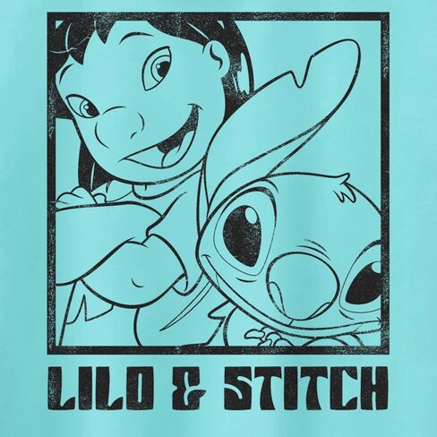 تي شيرت نسائي من Disney Lilo and Stitch ذو مقاس نحيف، بحاشية واسعة من الخلف in Saudi Arabia