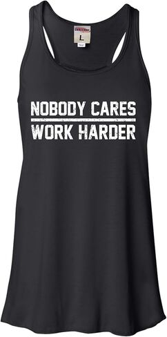 Go All Out Womens Nobody Cares Work Harder Motivational Quote Sleeveless Tank Top T-Shirt in Saudi Arabia