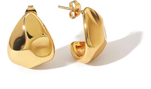 Statement Chunky Gold Earrings for Women Unique Square Stainless Steel Heaven Mayhem Button Stud Earrings Trendy Jewelry in Saudi Arabia