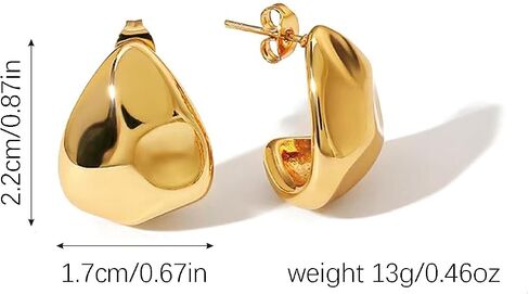 Statement Chunky Gold Earrings for Women Unique Square Stainless Steel Heaven Mayhem Button Stud Earrings Trendy Jewelry in Saudi Arabia