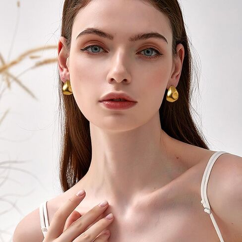 Statement Chunky Gold Earrings for Women Unique Square Stainless Steel Heaven Mayhem Button Stud Earrings Trendy Jewelry in Saudi Arabia