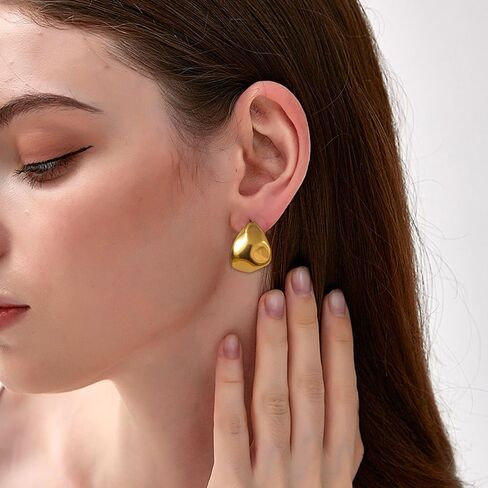 Statement Chunky Gold Earrings for Women Unique Square Stainless Steel Heaven Mayhem Button Stud Earrings Trendy Jewelry in Saudi Arabia