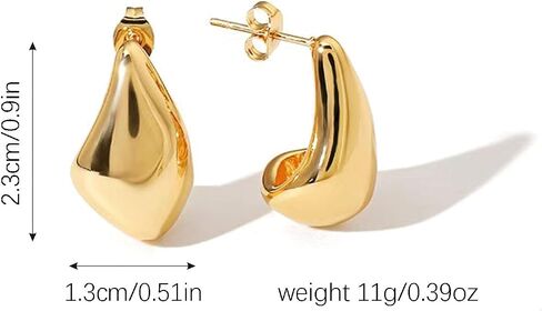 Statement Chunky Gold Earrings for Women Unique Square Stainless Steel Heaven Mayhem Button Stud Earrings Trendy Jewelry in Saudi Arabia