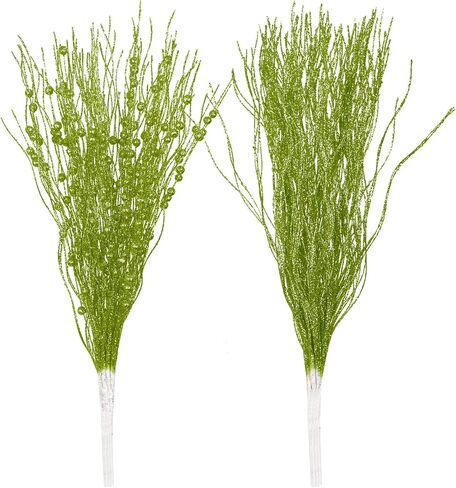 16 Pcs Christmas Tree Artificial Glitter Berry Stem Ornaments, 43 cm Decorative Bead Sticks, Glittery Twigs, Picks for Christmas Tree, Vase, Holiday, Wedding, Party (Green) in Saudi Arabia