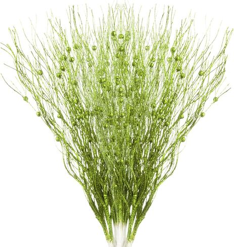 16 Pcs Christmas Tree Artificial Glitter Berry Stem Ornaments, 43 cm Decorative Bead Sticks, Glittery Twigs, Picks for Christmas Tree, Vase, Holiday, Wedding, Party (Green) in Saudi Arabia