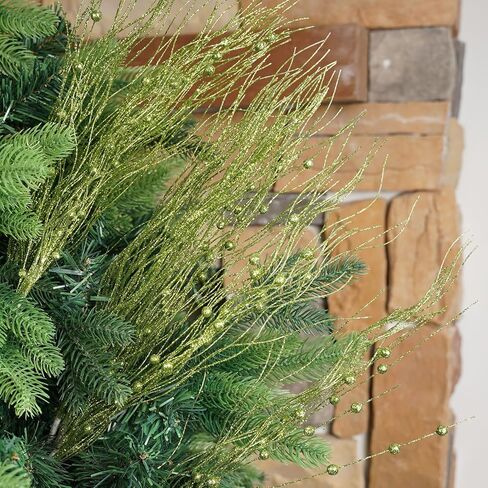 16 Pcs Christmas Tree Artificial Glitter Berry Stem Ornaments, 43 cm Decorative Bead Sticks, Glittery Twigs, Picks for Christmas Tree, Vase, Holiday, Wedding, Party (Green) in Saudi Arabia