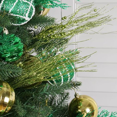 16 Pcs Christmas Tree Artificial Glitter Berry Stem Ornaments, 43 cm Decorative Bead Sticks, Glittery Twigs, Picks for Christmas Tree, Vase, Holiday, Wedding, Party (Green) in Saudi Arabia