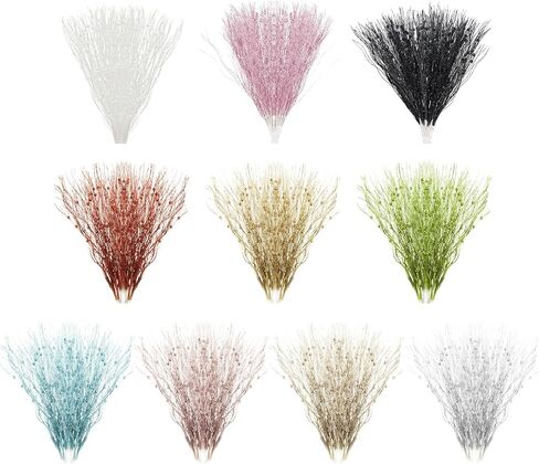 16 Pcs Christmas Tree Artificial Glitter Berry Stem Ornaments, 43 cm Decorative Bead Sticks, Glittery Twigs, Picks for Christmas Tree, Vase, Holiday, Wedding, Party (Green) in Saudi Arabia