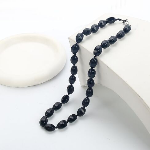 Women's Handmade Natural Gemstone Beaded Necklace, Statement 10x14mm Beaded Necklace for Women Girls - Gift Boxed Ideal Gift for Her (Blue) in Saudi Arabia