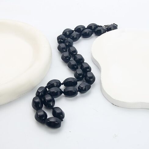 Women's Handmade Natural Gemstone Beaded Necklace, Statement 10x14mm Beaded Necklace for Women Girls - Gift Boxed Ideal Gift for Her (Blue) in Saudi Arabia