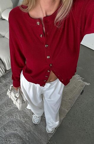 Sweetmoon Cropped Cardigan Sweaters for Women Lightweight, Knit Wool Button Up Cardigan, Fall Sweaters for Women Trendy in Kuwait