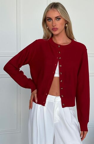 Sweetmoon Cropped Cardigan Sweaters for Women Lightweight, Knit Wool Button Up Cardigan, Fall Sweaters for Women Trendy in Kuwait