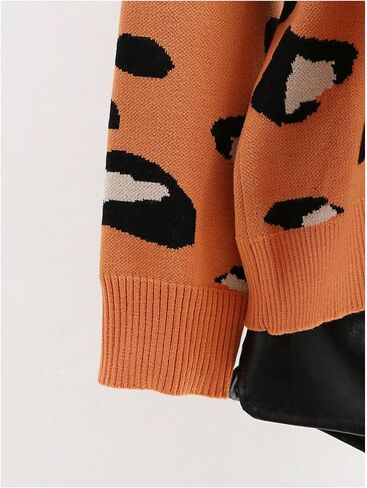 QJQ Women's Leopard Animal Tiger Print Cardigan Sweaters V Neck Long Sleeve Color Block Button Down Sweater Tops 2025 in Saudi Arabia