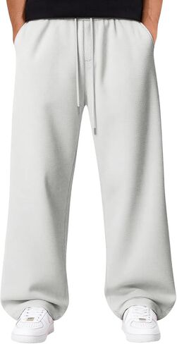 رجل فضفاض Sweatpants عادية واسعة الساق السراويل العرق كبيرة وطويلة مع جيوب صالة الصوف السراويل الترنك بنطلون مفتوح القاع in Saudi Arabia