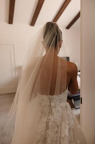 Blush Champagne Simple Raw Edge Cathedral Length Wedding Veil, 108'' with Comb, Nude Color Bridal Veil in Saudi Arabia