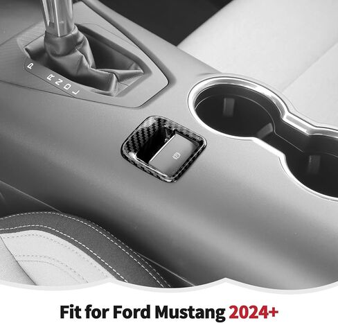 RT-TCZ Electronic Parking Brake Button Cover Trim Interior Accessories for Ford Mustang 2024 2025 (Black Carbon Fiber) in Saudi Arabia